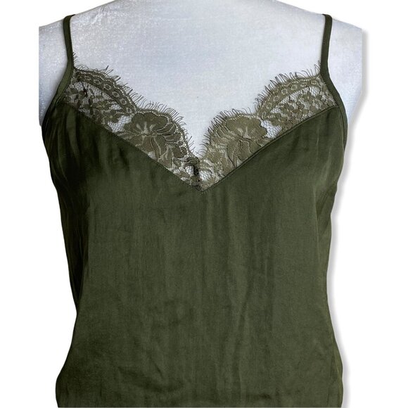 Socialite NEW Lace Trim Satin Bodysuit in Olive Green Women's Size S NWT - Picture 3 of 8